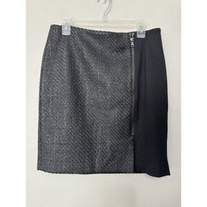 Ann Taylor Pencil Skirt Women Size 10 Wool Blend Lined Tweed Black Professional